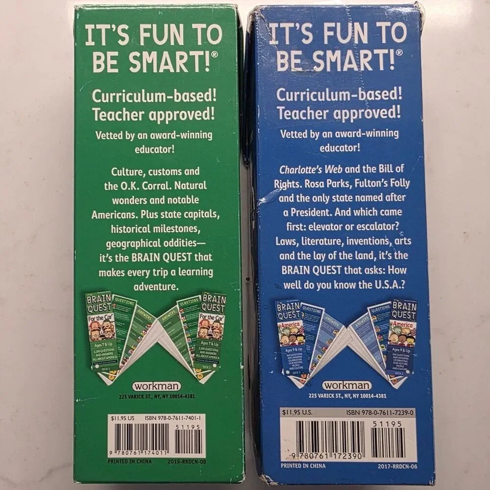 Brain Quest Smart Cards Lot of 2: For The Car Travel (7+) & America (9+)